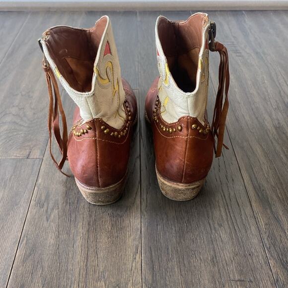 SAM EDELMAN Cowboy Bootie Women’s Size 8 Brown Leather Shane Studded Western - Picture 5 of 9